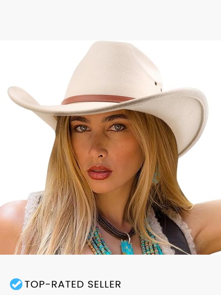 Classic Felt Wide Brim Western Cowboy Hat With Belt Buckle Retro Unisex Fedora